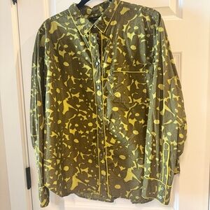 J. Crew Olive and Mustard Floral Button Down Shirt